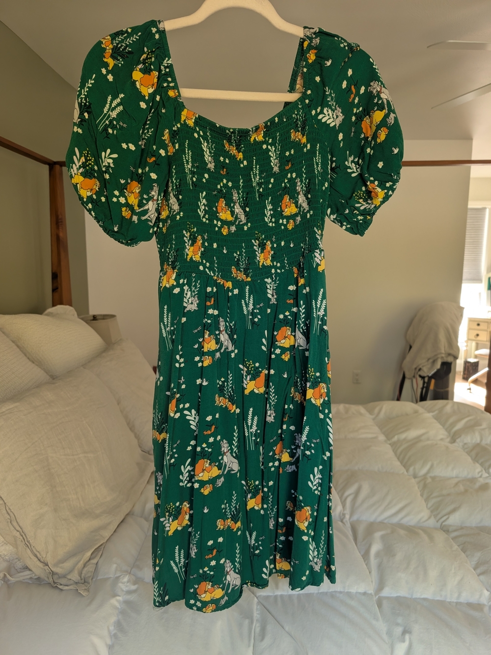Disney Lady And The tramp Green Floral Puff-Sleeve dress